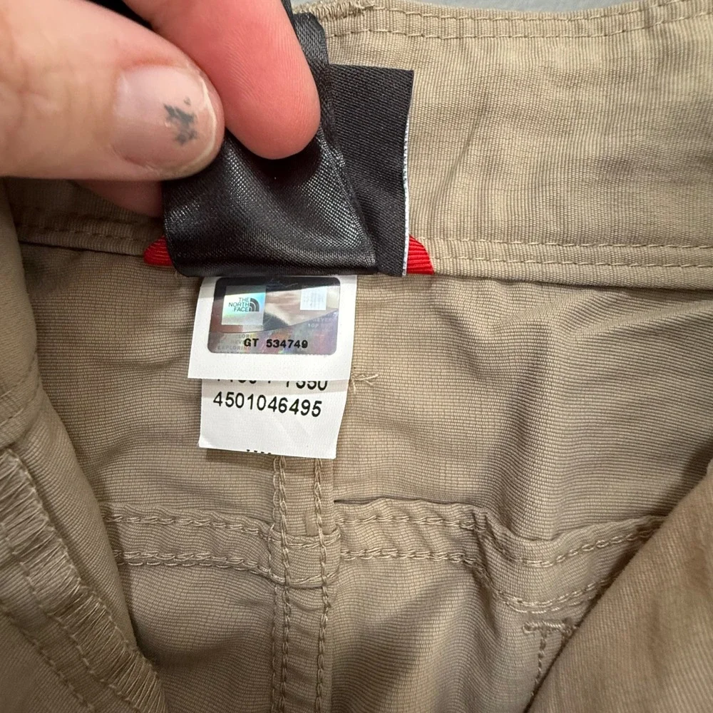 The North Face Mens Khaki Nylon Hiking Shorts Tan Outdoor Trail Size 36